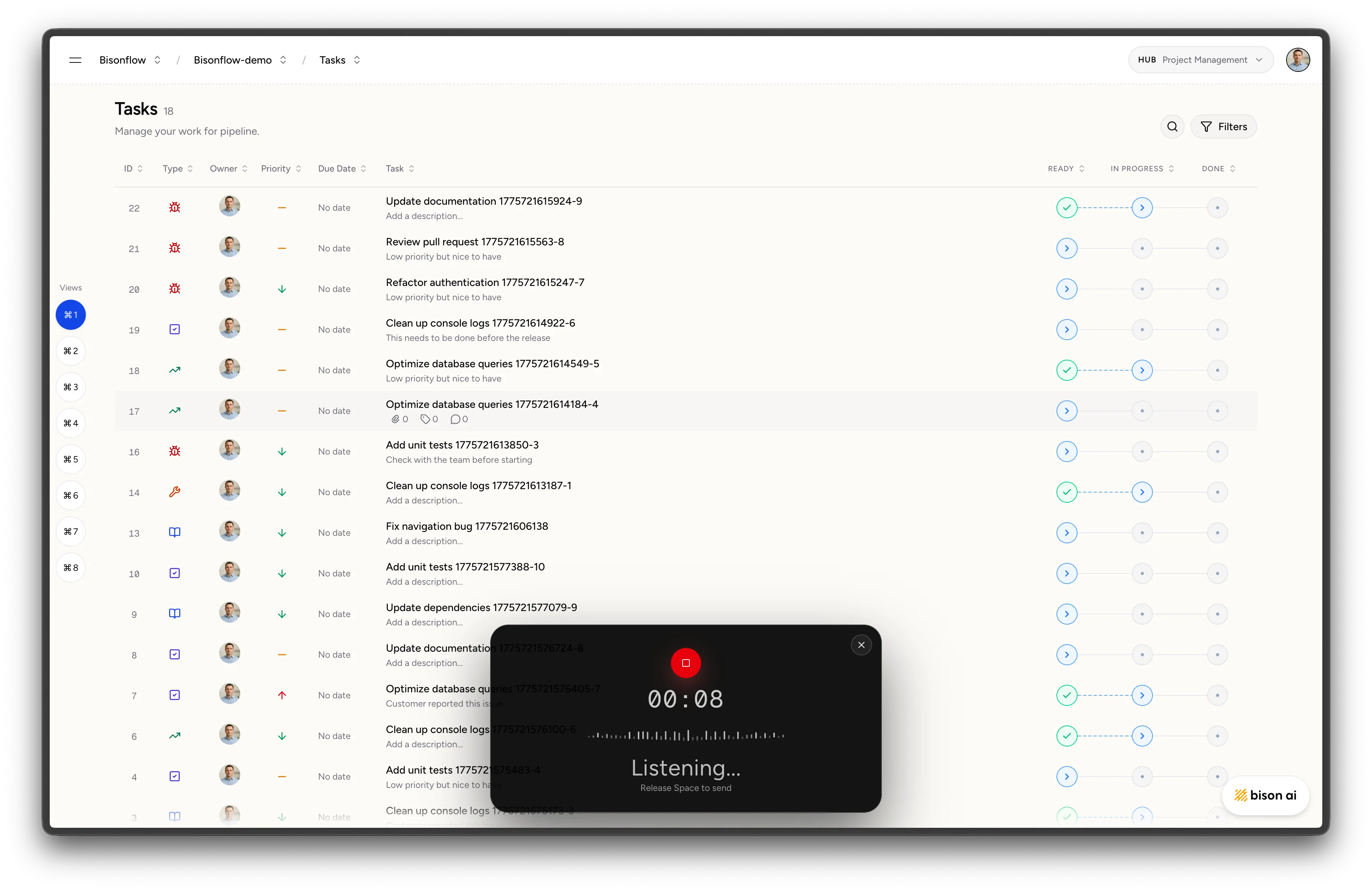 Task details interface for voice-assisted task updates