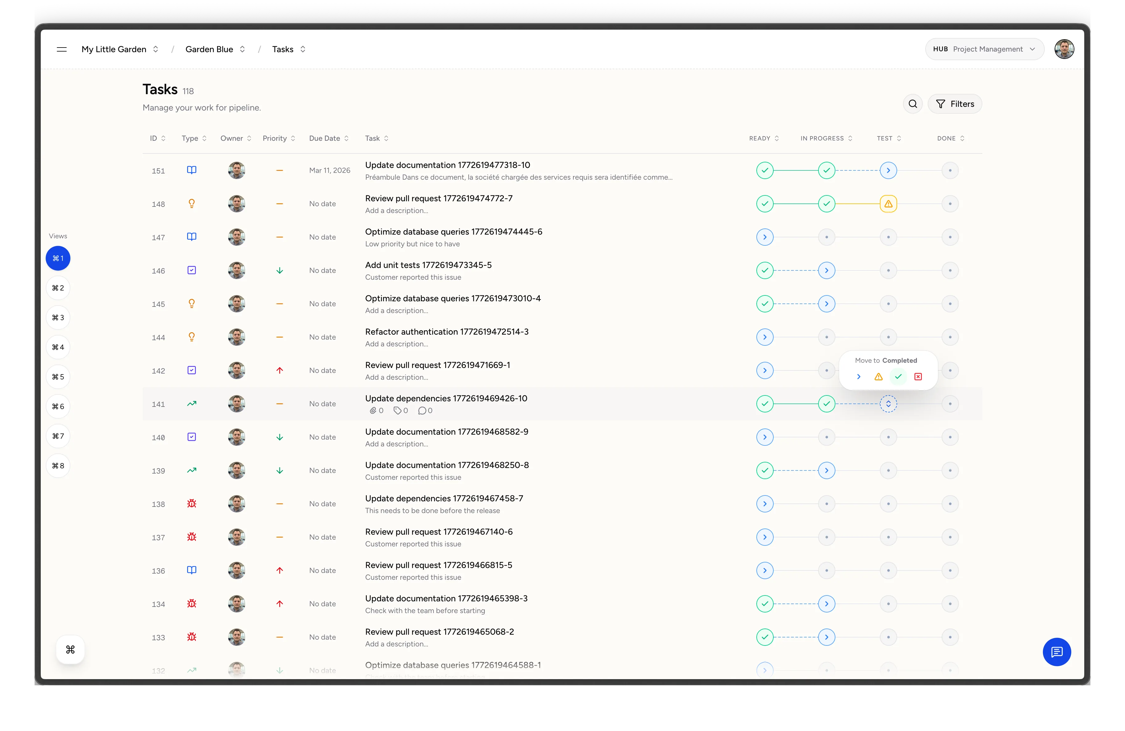 Bisonflow task board and team workflow view